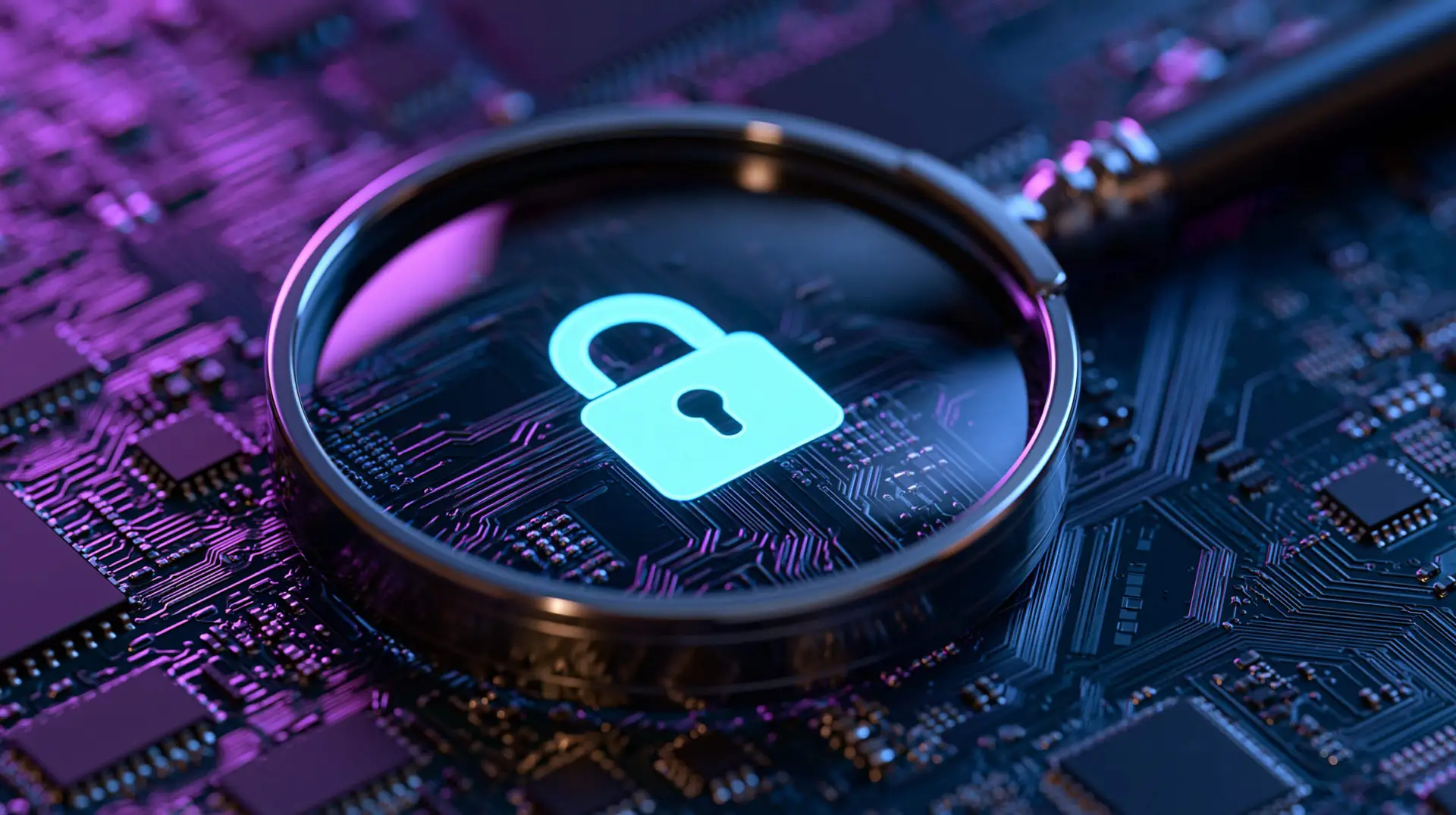Ampoule qui zoom sur un systeme de cybersecurité hardware